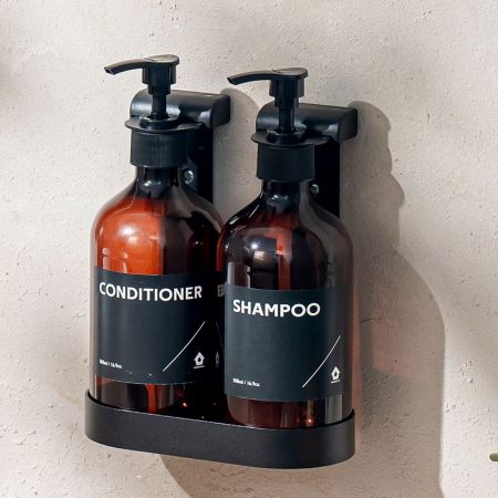 NUOVO - Supporto per bottiglia da doccia con blocco magnetico - Portabottiglie a muro con serratura magnetica